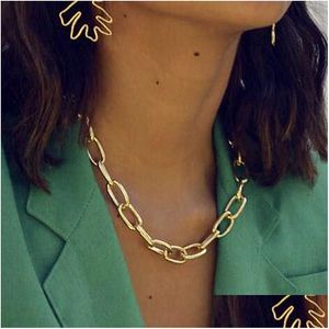 Collares pendientes Punk Gargantilla Collar Collar Declaración Hip Hop Big Chunky Aluminio Oro Cadena gruesa Mujeres Chocker Drop Delivery Jew Dhmyw