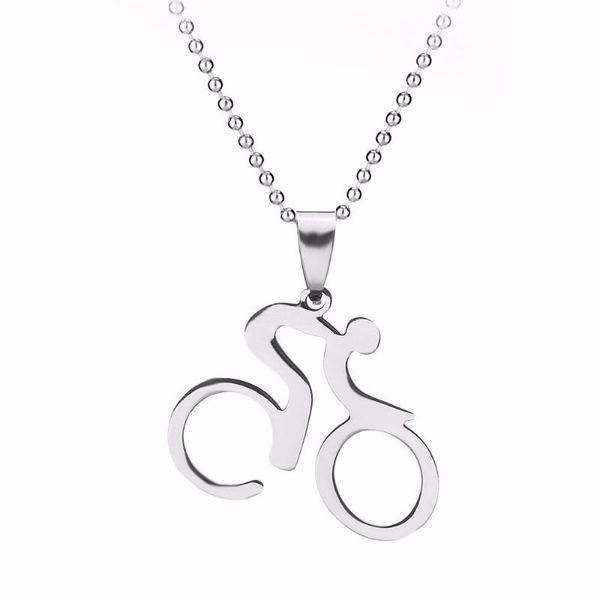 Pendentif Colliers Punk Cool Vélo Équitation Cyclisme Hommes Collier Figure Bike Rider Sport Bijoux Cadeau Mâle En Acier Inoxydable Chaîne CollierPend