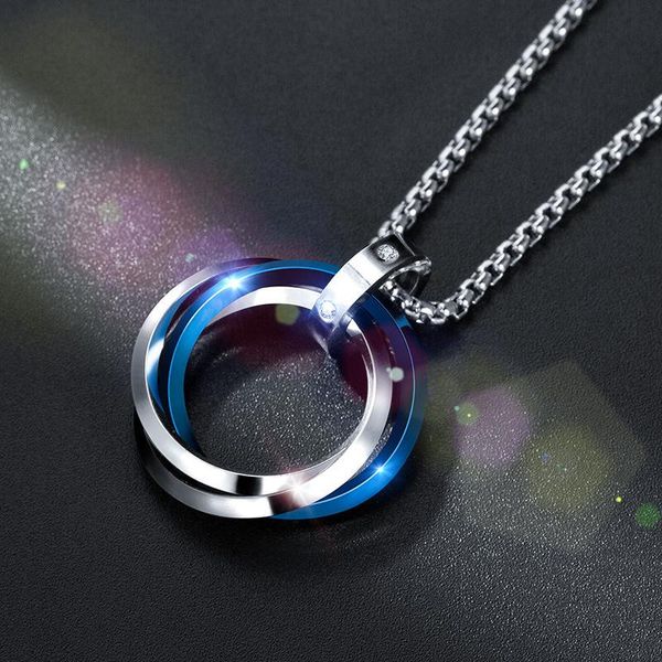 Pendentif Colliers Punk Cool Géométrie 3 Couleurs Cercle Collier De Mode En Acier Inoxydable Couple Accessoires Hommes Fête Bijoux Cadeau