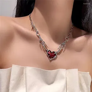 Pendentif Colliers Punk Cool Coeur Rouge En Acier Inoxydable Ghost Claw Chaîne Collier Collier Pour Femmes Personnalité À La Mode Bijoux Accessoires