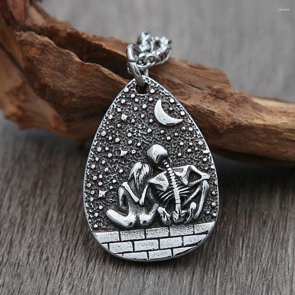 Pendentif Colliers Punk Creative Hip Hop Crâne Vie Et Mort Amour Collier Hommes Femmes Couple En Acier Inoxydable Bijoux Cadeau