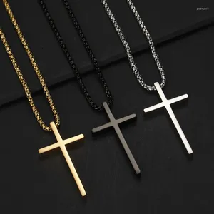 Pendentif Colliers Punk Croix Collier Femmes Hommes En Acier Inoxydable Christian Charme Chaîne Cou Mode Couple Bijoux Cadeaux Collier Homme