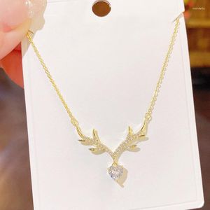 Pendentif Colliers Punk Elk Antlers Collier Dames En Acier Inoxydable Origami Géométrique Animal Cadeaux De Noël Pour Enfants 2023