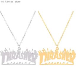 Colliers de pendentif Punk Flame Letters Collier Personnalisé Thrasher Alphabet Choker Jewelry Pendant Bijoux pour les femmes Men240408U6H9