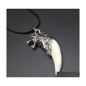 Pendentif Colliers Punk Gothique Dent De Loup Hommes Collier De Mode Tête En Alliage De Résine Pour Garçon Bijoux Gifts1040 T2 Drop Delivery Pendentifs Dh28Q