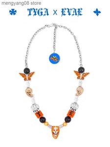 Hanger Kettingen Punk Hip Hop Zwart oranje tijger patroon amber dobbelstenen verstelbare cashew bloem vlinder Ketting Mannen Vrouwen Meisjes Sieraden T230609