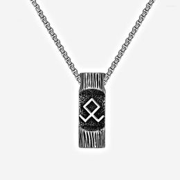 Collares pendientes Punk Hip Hop Vikingo noruego Odin Tree Of Life Rune Cast Titanio Acero Hombres Collar