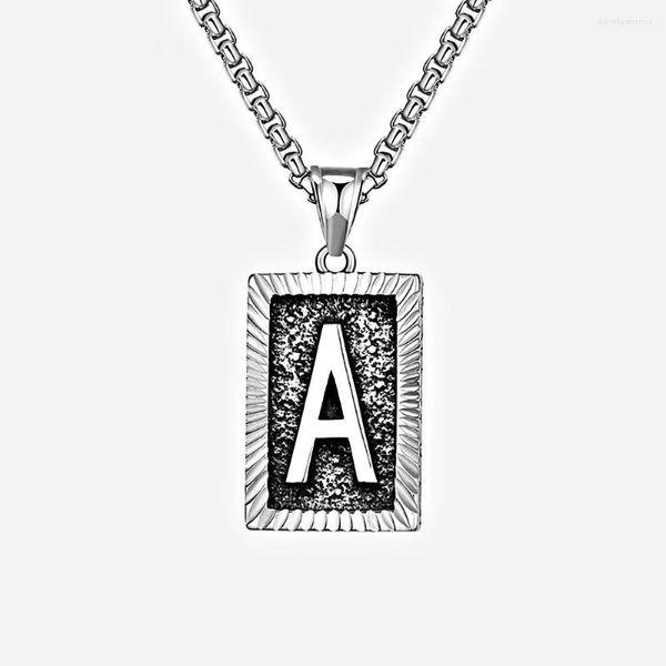 Collares colgantes Punk Hip Hop Letra cuadrada B Collar de acero de titanio fundido para hombres