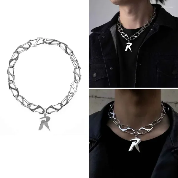 Pendentif Colliers Punk Lettre Collier pour Femmes Unisexe Hip-Hop Boucle Chaîne Hommes Insolite Foulard Tendance Y2K Bijoux