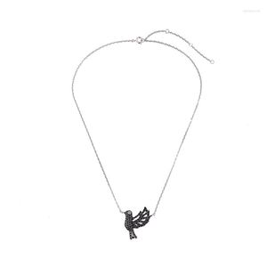 Pendentif Colliers Punk Long Cristal Noir Flying Bird Collier Pour Femmes Réglable Bijoux Faits À La Main