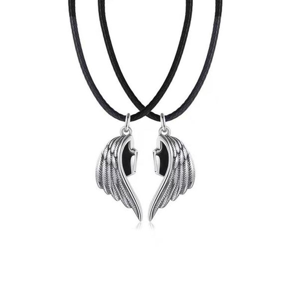 Collares colgantes imanes punk atrae la cadena de cuero cadena de enlaces ángel demonio collar para amantes parejas hombres clavícula jewe9405291