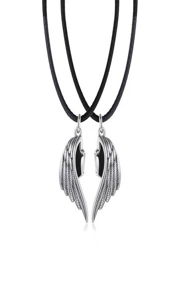 Collares colgantes Imanes punk atraen cuerda de cuero cadena de eslabones ángel demonio ala collar para amantes parejas hombres mujeres clavícula jewe4673278