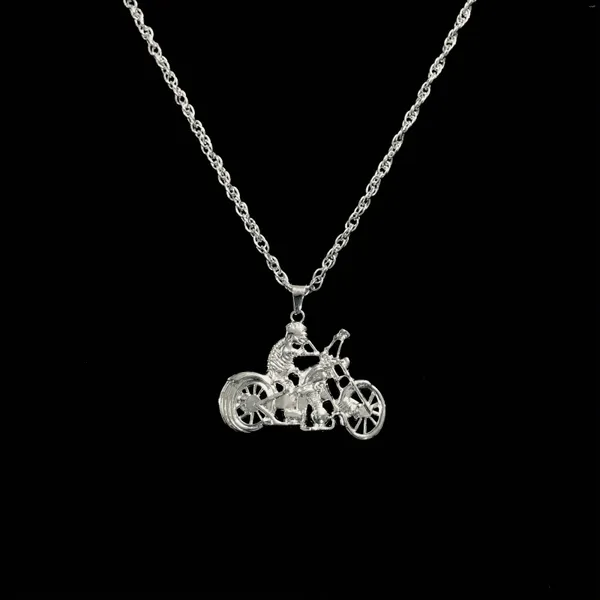 Pendentif Colliers Punk Moto Sliver Longue Chaîne Collier Hip Hop Choke Cercle Bijoux Pour Hommes Femmes