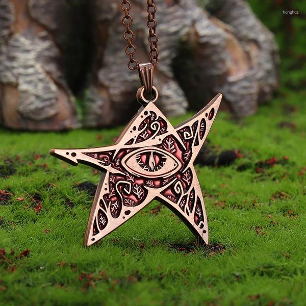 Collares colgantes Punk Ocean Suluk Mítico Elder Logo Rojo Estrella de cinco puntas Collar Retro Hip-Hop Accesorios de moda