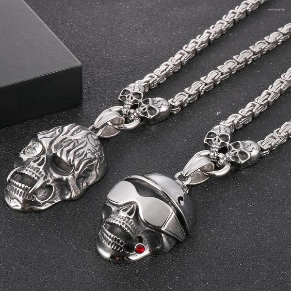 Pendentif Colliers Punk Pendentifs Pour Hommes En Acier Inoxydable Collier Pour Hommes Avec 45--72CM Longue Chaîne Halloween Bijoux