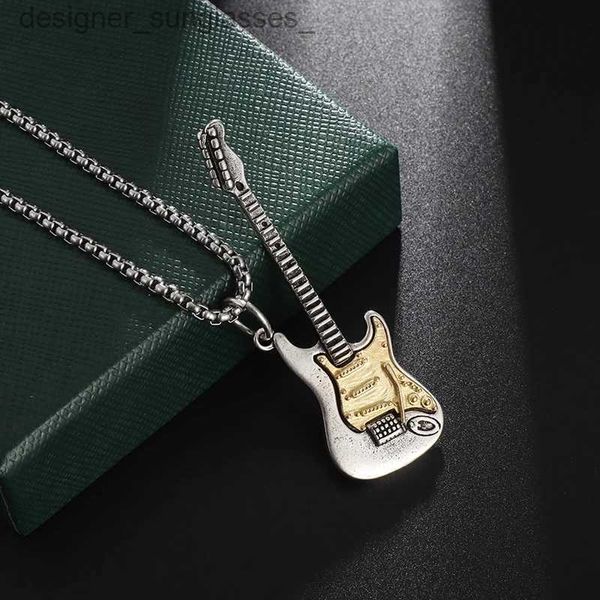 Colliers Punk Rock musique guitare collier hommes femmes gothique pendentif collier mode cadeau personnalisé Hip Hop Biker bijoux pour petit ami L231218