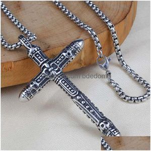 Pendentif Colliers Punk Skl Croix Collier Celtique En Acier Inoxydable Ancien Sier Hommes Hip Hop Fine Mode Bijoux Drop Delivery Pendentifs Dh4El