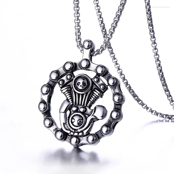 Collares colgantes Skullar de motor de motocicleta de acero inoxidable Punk para hombres gota de joyería