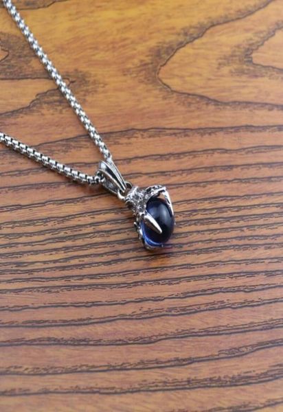 Colliers pendants bijoux punk bijoux bleu dragon noir perle gothique gothique collier couleur argenté chaîne en acier inoxydable 4236038
