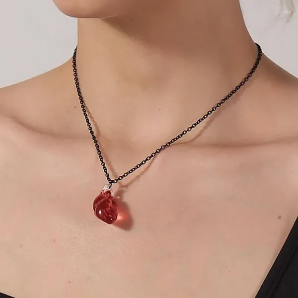 Colliers pendants style punk résine rouge organes collier coeur créatif exagération halloween bijoux intéressant cadeaux