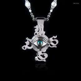 Pendentif Colliers Punk Style Silvery Couleur Eye of Horus Rotation Collier Hommes Exquis Cadeau Hip Hop Bijoux