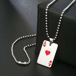 Hanger Kettingen Punk Stijlen Poker Ketting Mannen Jongens HipHop Lucky Ace Of Spades Charm Roestvrij Staal Voor Vrouwen