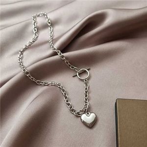 Hanger kettingen punk dikke ketting hartvormige haar hangende ketting dames retro zilveren metalen ketting dames sieraden geschenken j240513