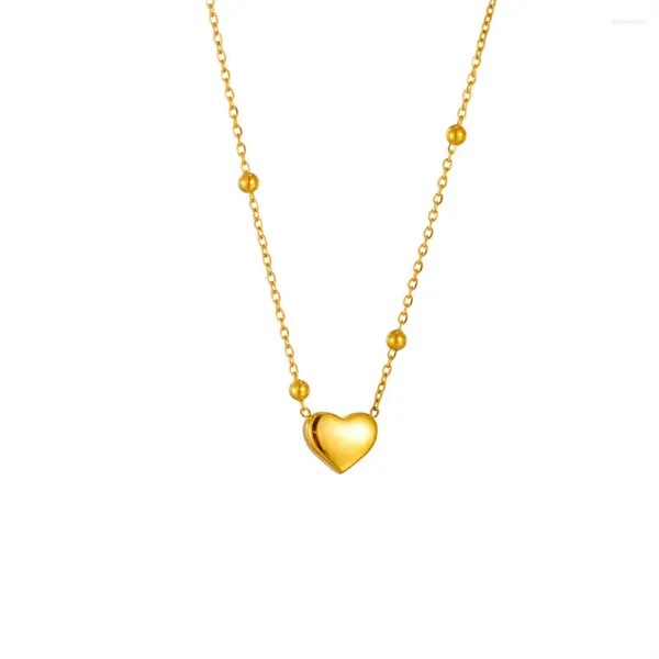 Pendentif Colliers Punk Tiny Heart Femme Gold Couleur Chaîne en acier inoxydable Collier ras du cou pour femmes Bijoux Cadeau de Noël