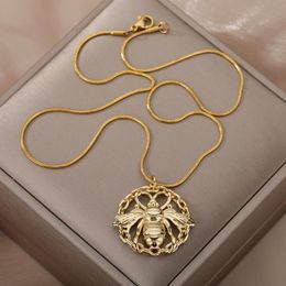 Colliers de pendentif Punk Vintage Big Bee Collier pour femmes Chaîne en acier inoxydable Pendants Pendants Handmade Jewelry Gift