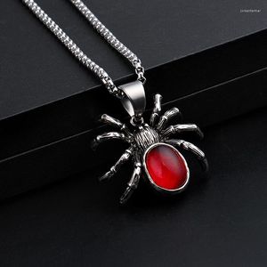 Pendentif Colliers Punk Vintage Araignée Collier Cristal Rouge Bijoux Halloween Party Decor Cadeaux Pour Hommes Femmes Hip Hop En Gros