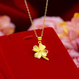 Pendentif Colliers Pur 14K Or Jaune Pendentif Collier Simple Mini Herbe Pendentif Véritable Chaîne En Or 18K pour Femmes Fine Jewelry Cadeau De Noël HKD230712