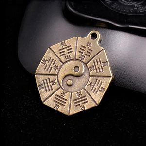 Pendentif Colliers Pur Cuivre Taiji Gossip Pendentifs Collier Yin Yang Perle Chaîne Bijoux Pour Femme Hommes Thai Artisanat