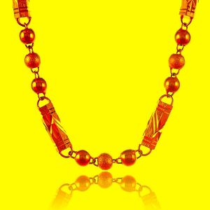 Colliers pendants Collier de cha￮ne de boule de couleur or pur pour hommes 24k placage 6 mm heavy 53 cm de long de la mode de la mode