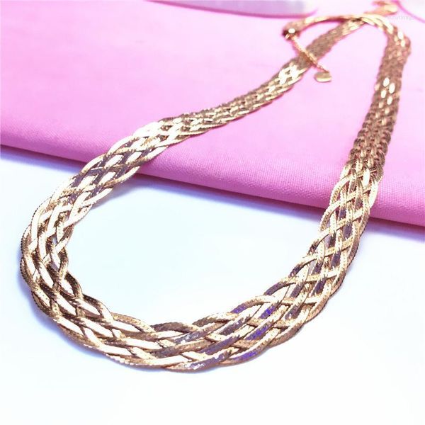 Collares pendientes Pure Russian 585 Collar de oro púrpura para mujer Lujo Elegante 14K Rose Plated Plate Chain Color Set
