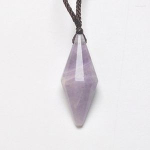 Hangende kettingen Purple Crystal Stone verstelbare nylon touw vlecht ketting sieraden 1 stks F426