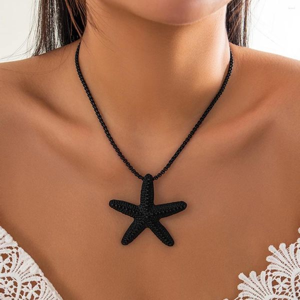 Collares colgantes PURUI Y2K Collar de forma de estrella de mar grande Caja de metal Gargantilla de cadena de moda 2023 Joyería para mujeres Niñas Regalos de fiesta de vacaciones