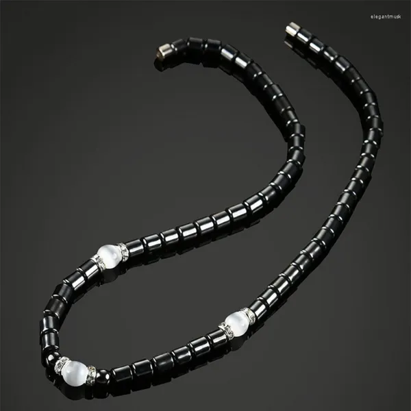 Pendentif Colliers Q0KE pour collier d'hématite noire créative avec cadeau de bijoux de perles cylindriques