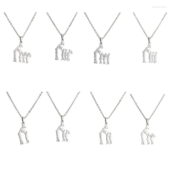 Colliers pendants Q0ke Silver Color Mom Daughter Family Family Collier en acier inoxydable Chain de couloir pour femmes