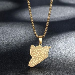 Colliers pendants Qiamni Carte de campagne asiatique Collier Syrie Pride I Heart Love Capital of Syrien City Choker Souvenir Charm bijoux