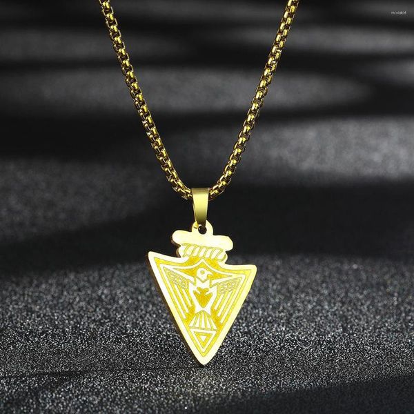 Pendentif Colliers Qiamni Acier inoxydable Viking Vintage Flèche Triangle Eagle Lance pour hommes Femmes Party Hallowen Bijoux Collier ras du cou