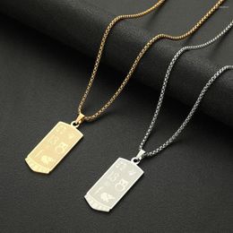 Hanger kettingen Qiamni Vintage Talisman of Protection Good Luck ketting roestvrijstalen unisex trend amulet choker sieraden