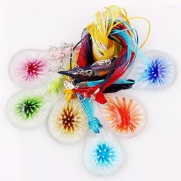 Pendentif Colliers QianBei Mode Beauté En Gros 6 pcs À La Main Murano Murano Verre Mixte Couleur Fleur Pendentifs Charms Necl0090