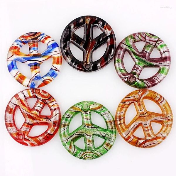 Collares colgantes QianBei Moda Murano Lampwork Glass Peace Cross Venta al por mayor 6 unids para collar Joyería Regalos Mujeres