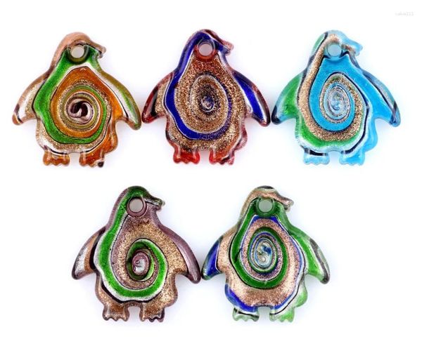 Collares colgantes Qianbei al por mayor 500 unids hecho a mano Murano Lampwork Glass Mix Color Lovely Penguin Fit Collar Express