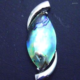 Colliers pendentifs Qingmos Fashion 25 50mm collier ovale pour femmes avec coquille d'ormeau de mer naturelle bleue et cordon en cuir 17"