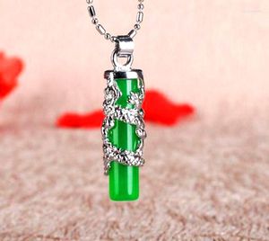 Hanger Kettingen Qingmos Echt 10 37mm Cilinder Natuurlijke Groene Jade Ketting Voor Mannen Met Draak Ontwerp 17 