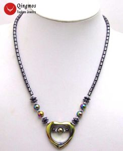 Pendentif Colliers Qingmos Hématite Multicolore 35mm Coeur Collier Pour Femmes Avec Knurl Forme Sautoirs Bijoux 18 