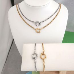 Hangende kettingen Qmhje Anchor Clasp ketting Bracelet Anklet Vrouwen mannen Choker roestvrij staal geometrische linkketen Basis DIY Gold kleur