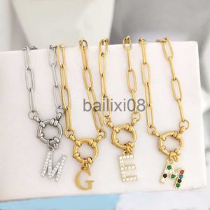 Collares pendientes QMHJE Encanto inicial A-Z Letras Neckle Mujeres Hombres Gargantilla Oro Plata Color Cadena de acero inoxidable 45 cm Gran pequeño alfabeto DIY J230620