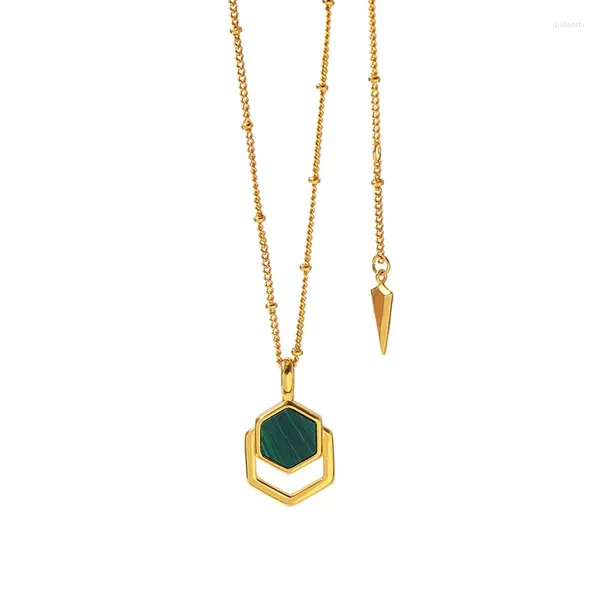 Pendentifs colliers qualité or couleur polygone Malachite pendentifs marque de mode bijoux pour femmes (DJ1386)